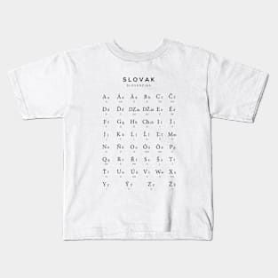 Slovak Alphabet Language Learning Chart, White Kids T-Shirt